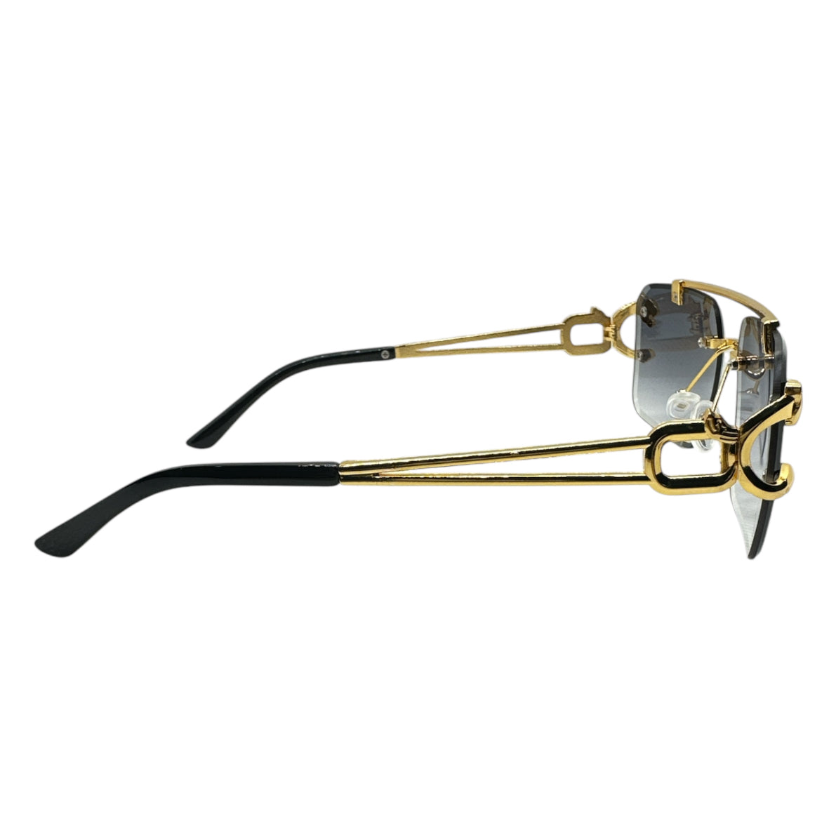 Black and Gold Tiger Rimless Sunglasses for Men