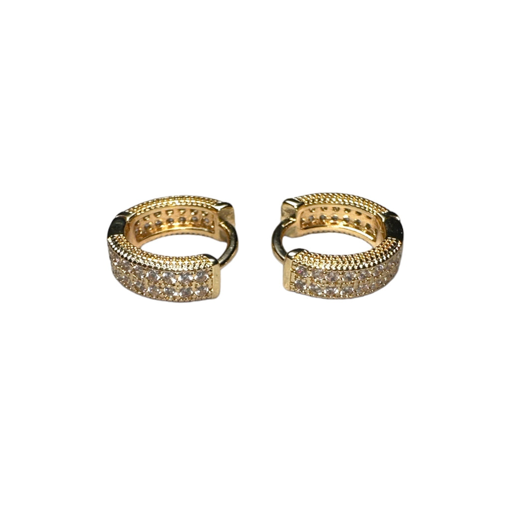 Gold Hoop Straight CZ Earrings