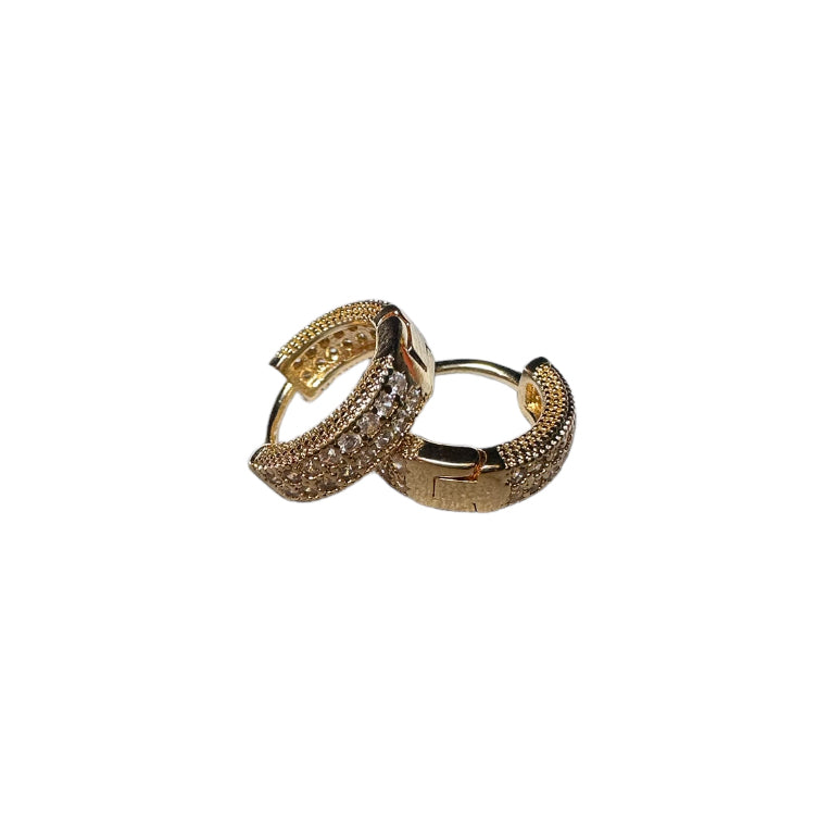 Gold Hoop Straight CZ Earrings