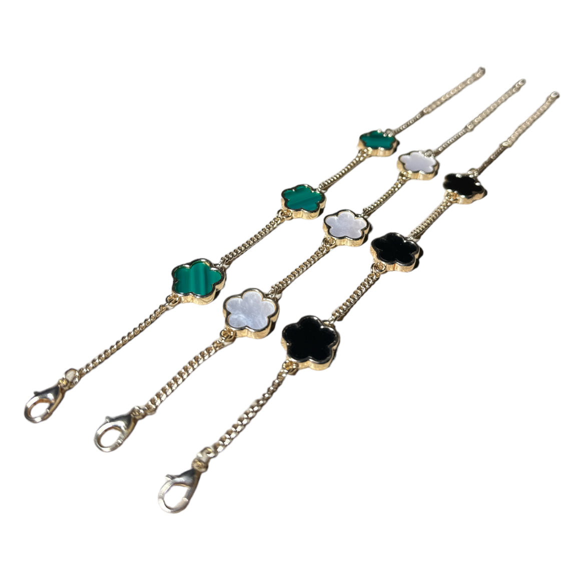 Gold Flower Bracelet in Green