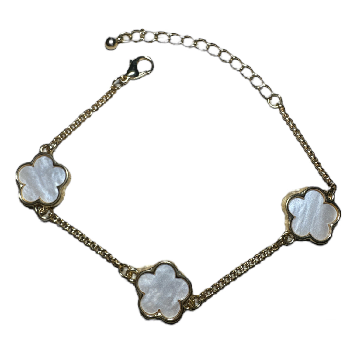 Gold Flower Bracelet in White