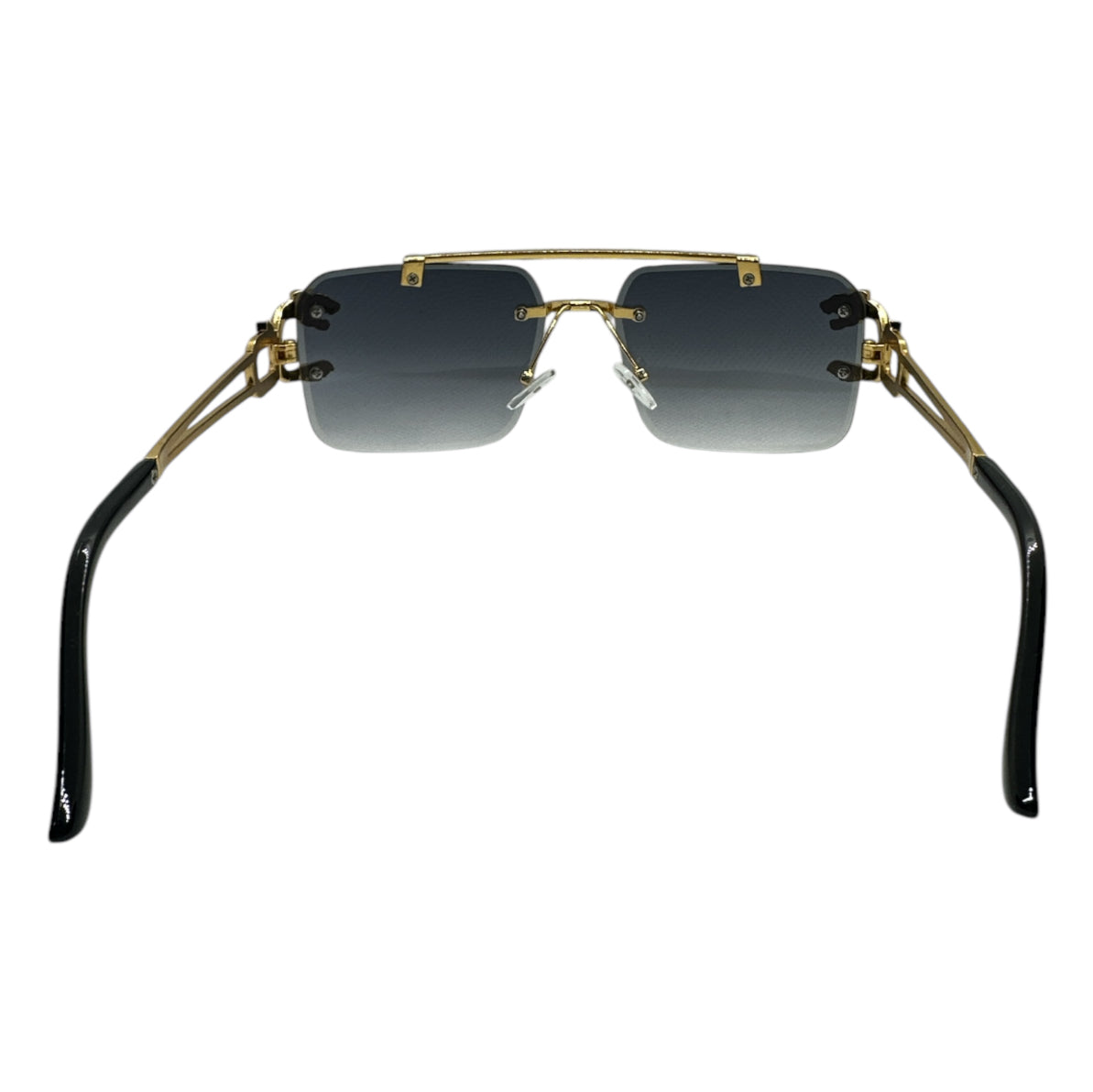Black and Gold Tiger Rimless Sunglasses for Men