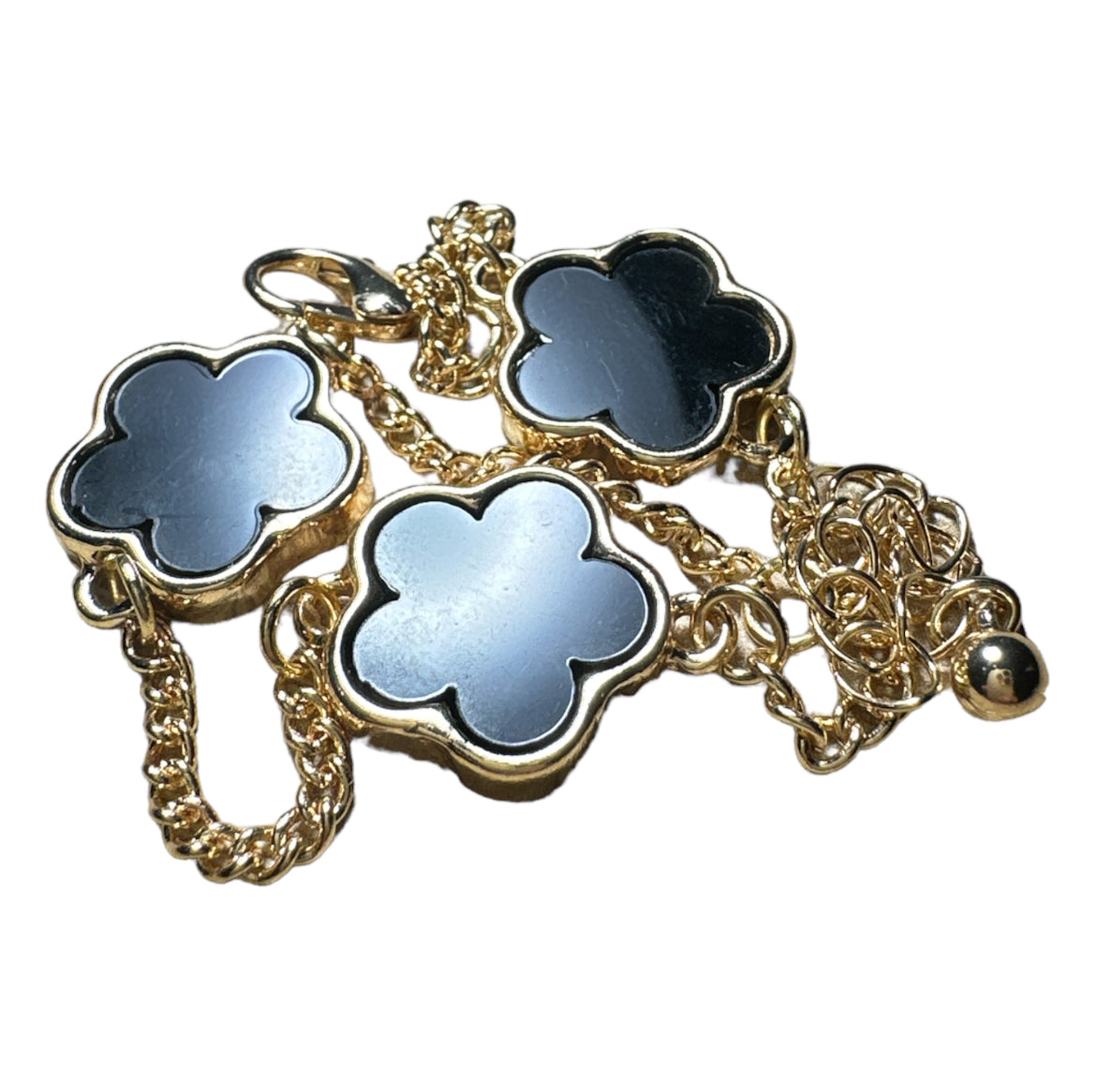 Gold Flower Bracelet in Black