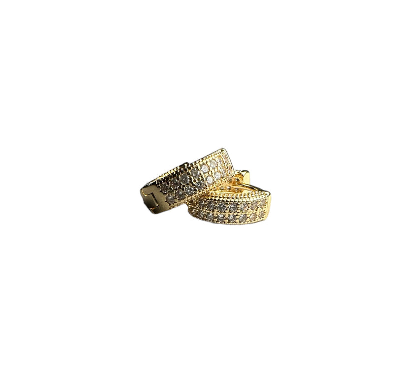 Gold Hoop Straight CZ Earrings