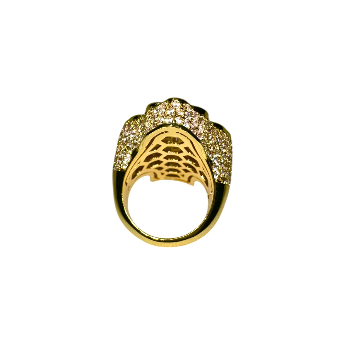 Gold Cross Ring Baguette Diamonds CZ