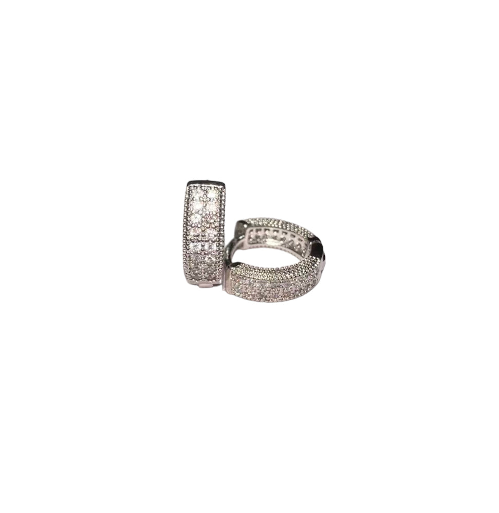 Silver Hoop CZ Earrings