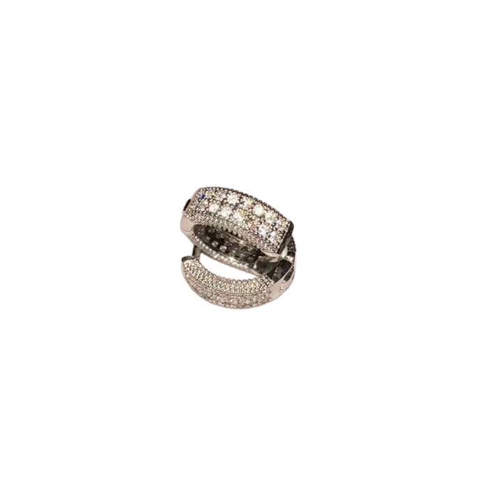 Silver Hoop CZ Earrings