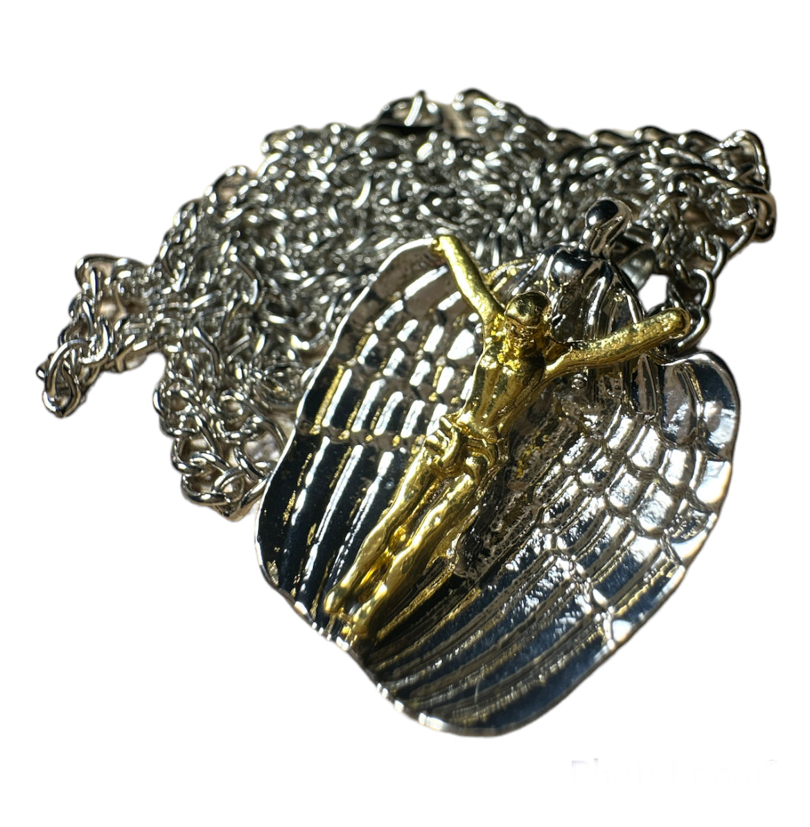 Silver Angel & Jesus Necklace