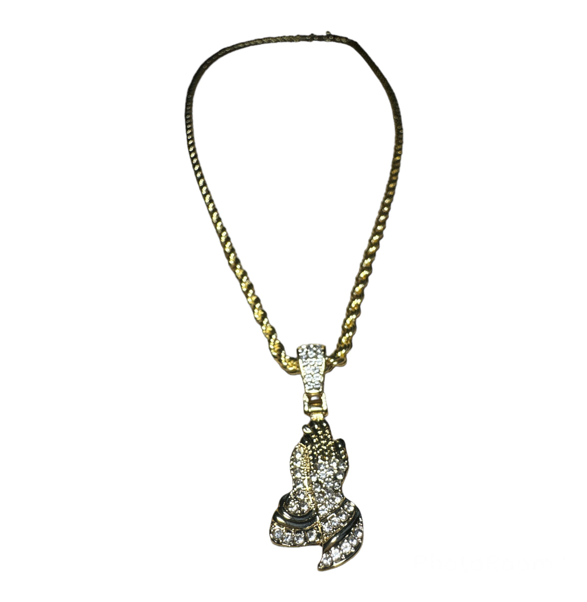 Gold Prayer Hands Necklace