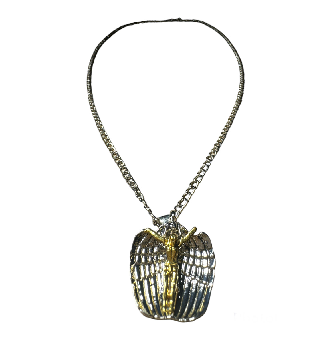Silver Angel & Jesus Necklace