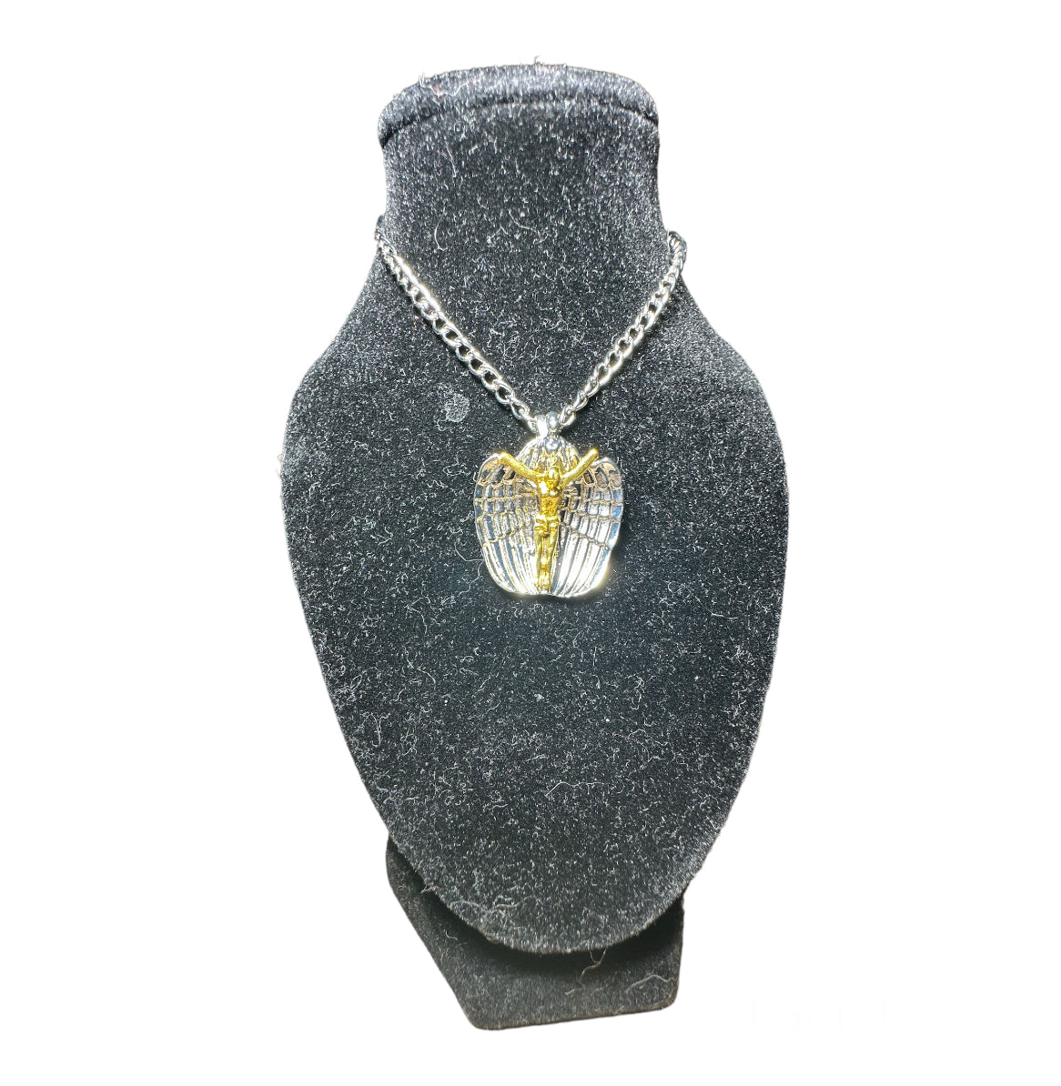 Silver Angel & Jesus Necklace