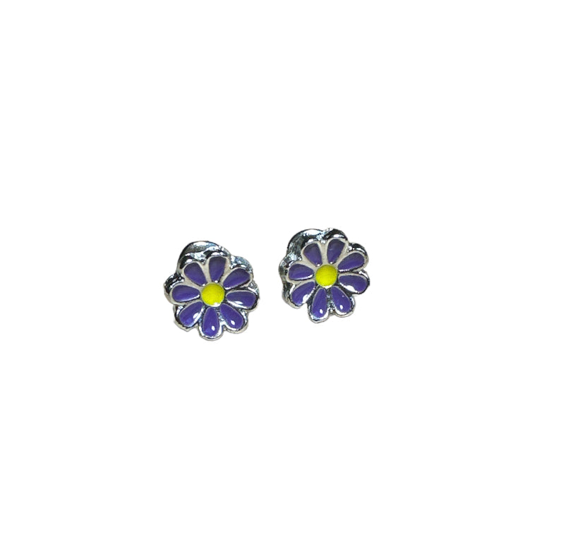 Flower Ear Studs in Silver