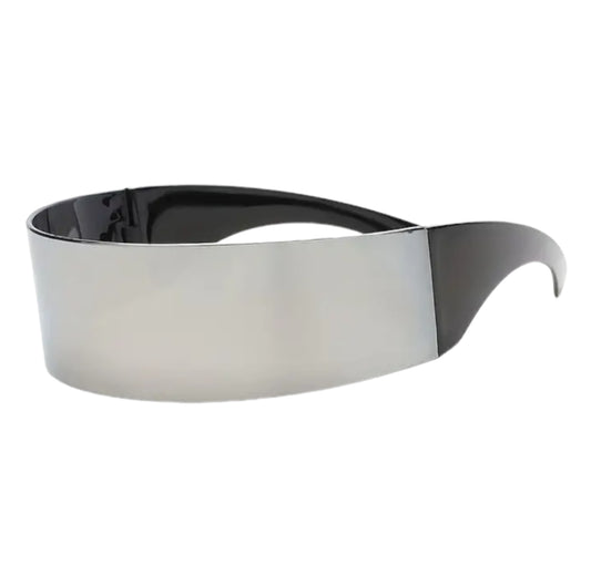 Futuristic Silver Cyborg Sunglasses in Mirror Black