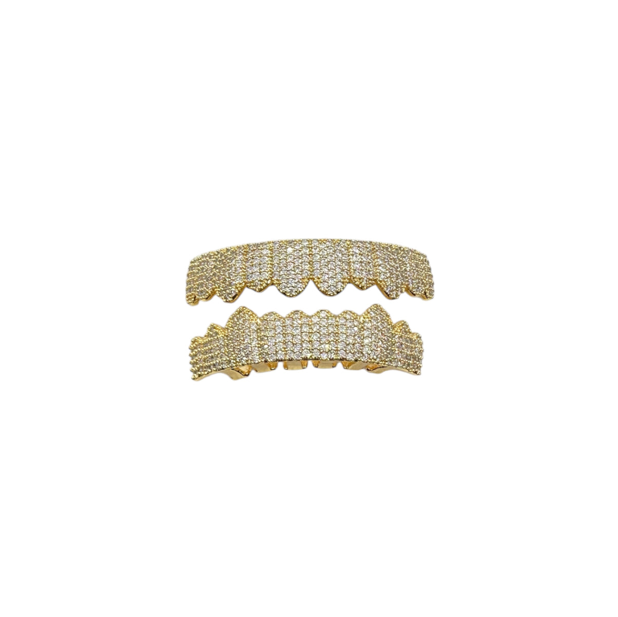Gold Teeth Grills Set with CZ Diamonds