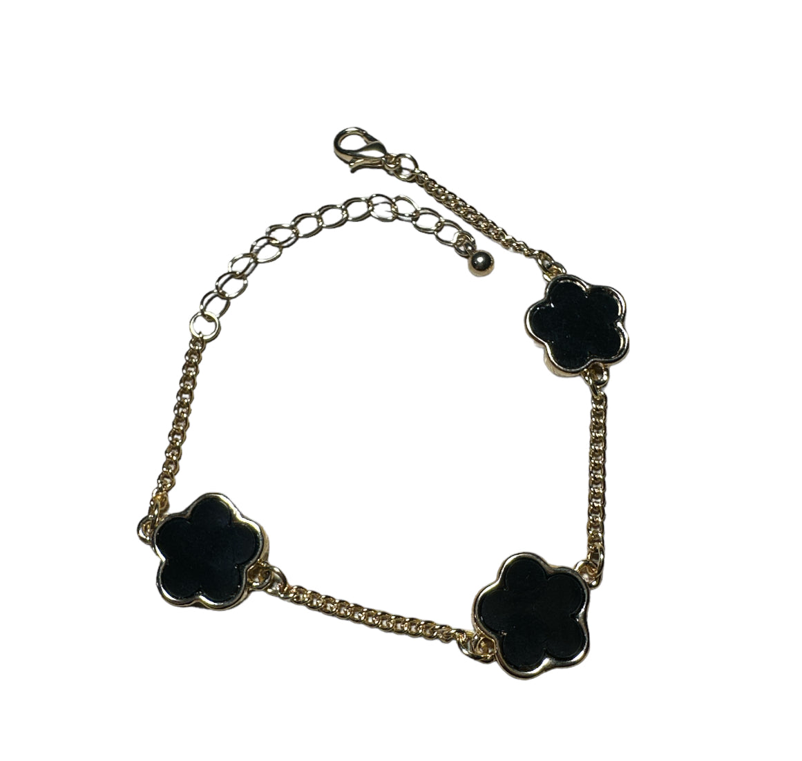 Gold Flower Bracelet in Black