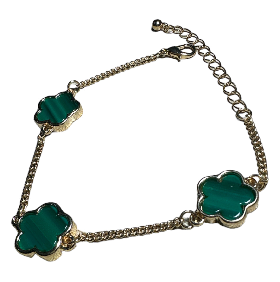 Gold Flower Bracelet in Green