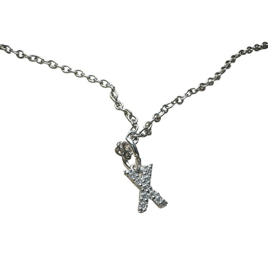 X Necklace in 925 Sterling Silver with Moissanite Stones and Certificate