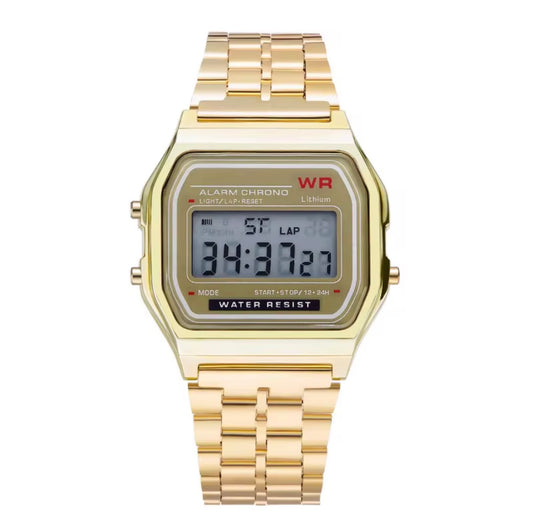 Gold Chrono Alarm Digital Watch