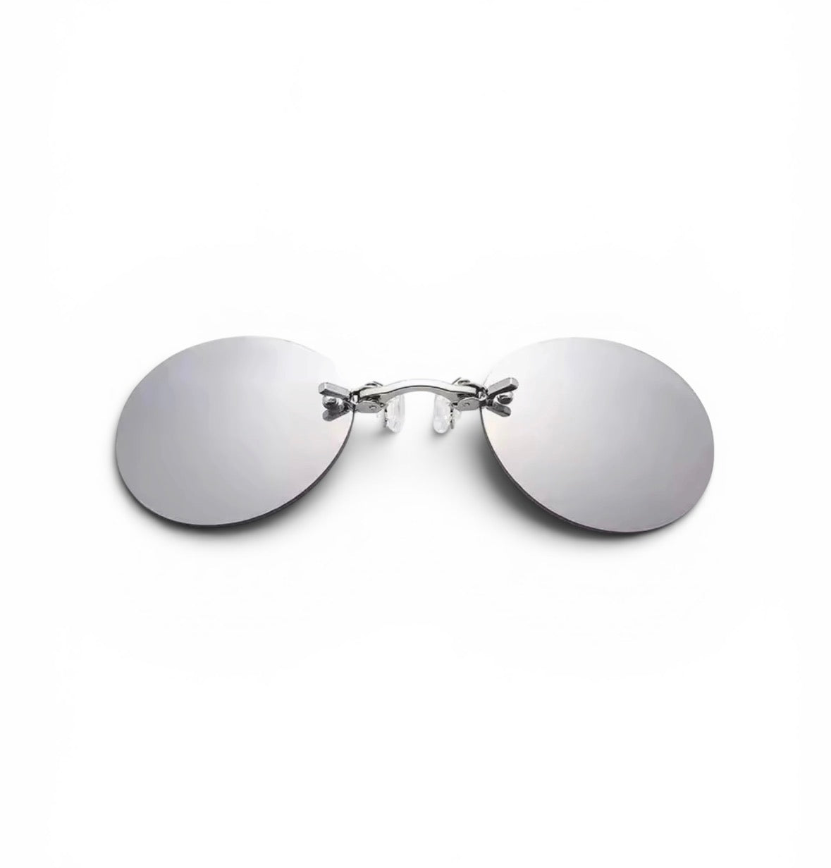Silver Black Mirror Rimless Clip On Sunglasses for Men and Women 🕶️🕵️‍♂️
