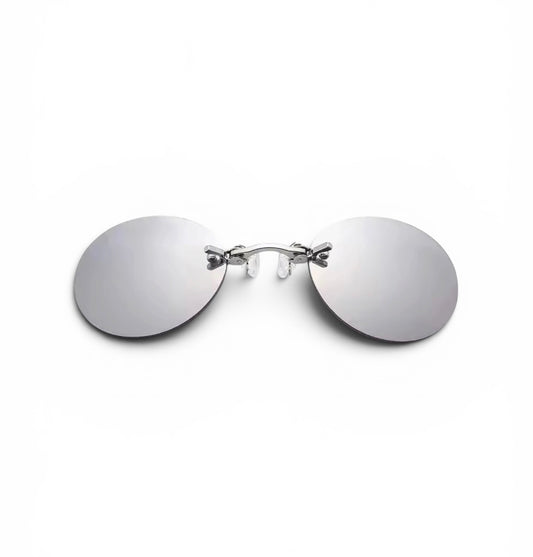 Silver Black Mirror Rimless Clip On Sunglasses for Men and Women 🕶️🕵️‍♂️