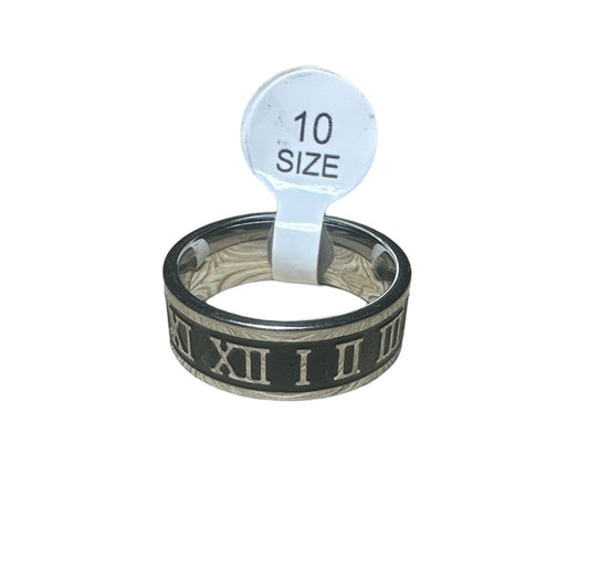 Silver Ring with Roman Numerals