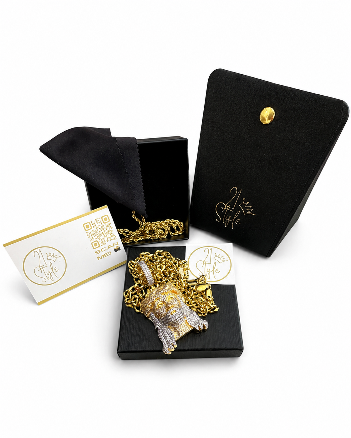 Jesus Piece Pendant with Cuban Link Chain + FREE ROPE CHAIN