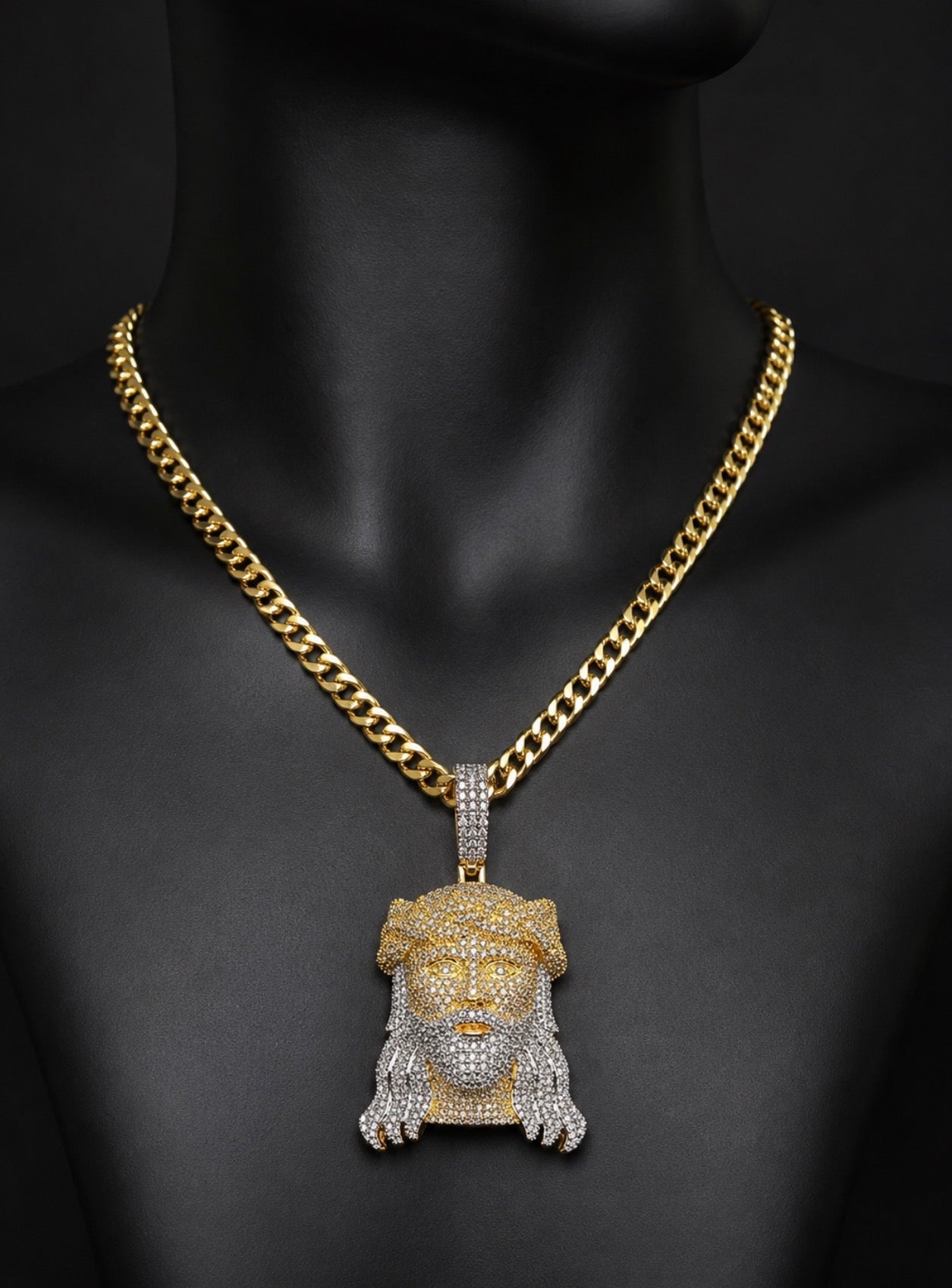 Jesus Piece Pendant with Cuban Link Chain + FREE ROPE CHAIN