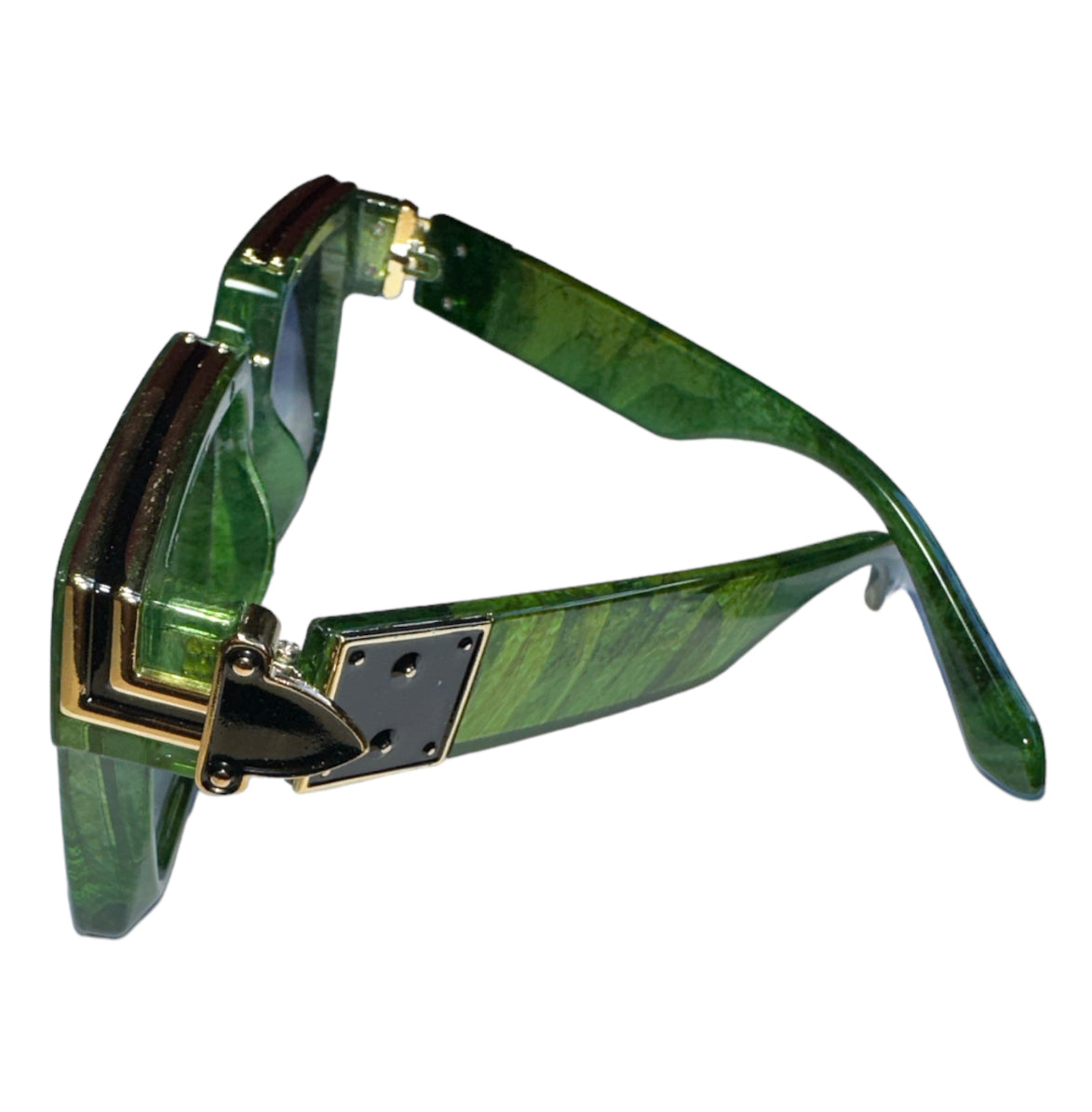 Lime and Gold Custom Square Sunglasses