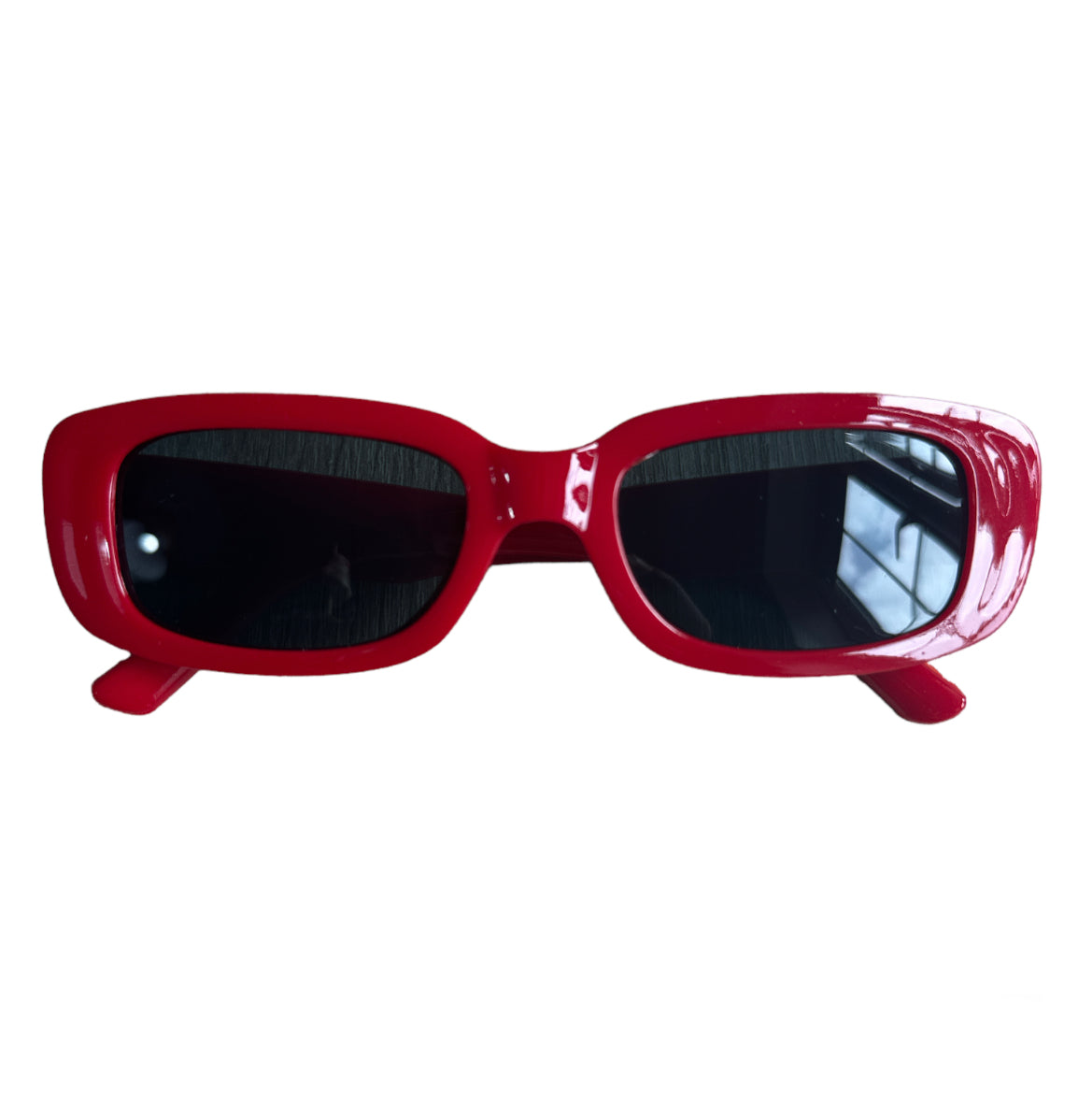 Narrow Oval Sunglasses in Red