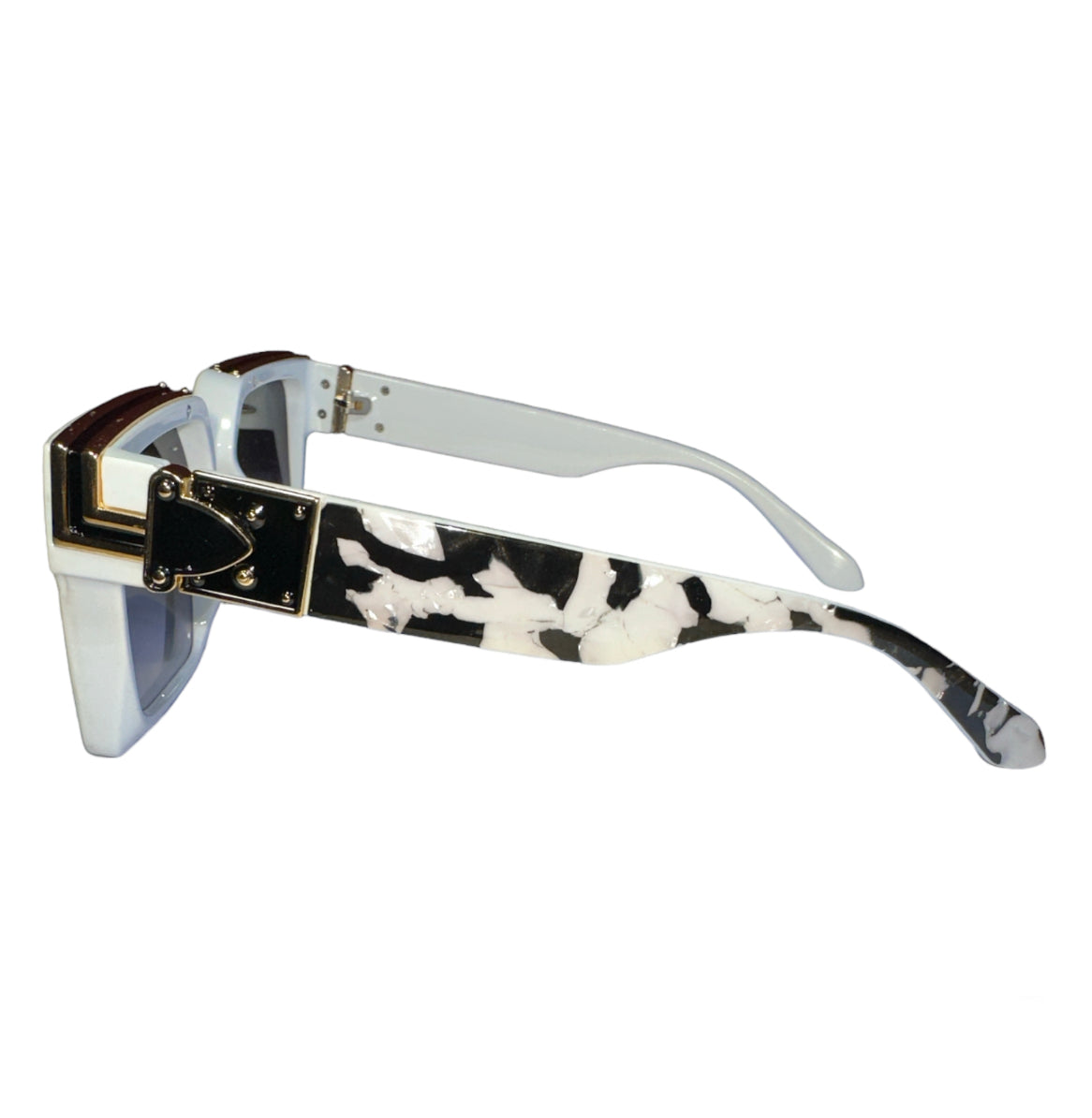 Black and White COW Marble Custom Square Sunglasses