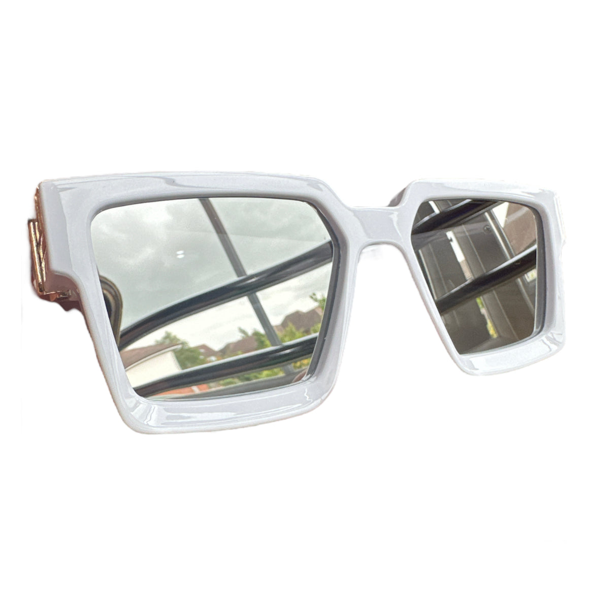 White Mirror Custom Square Sunglasses