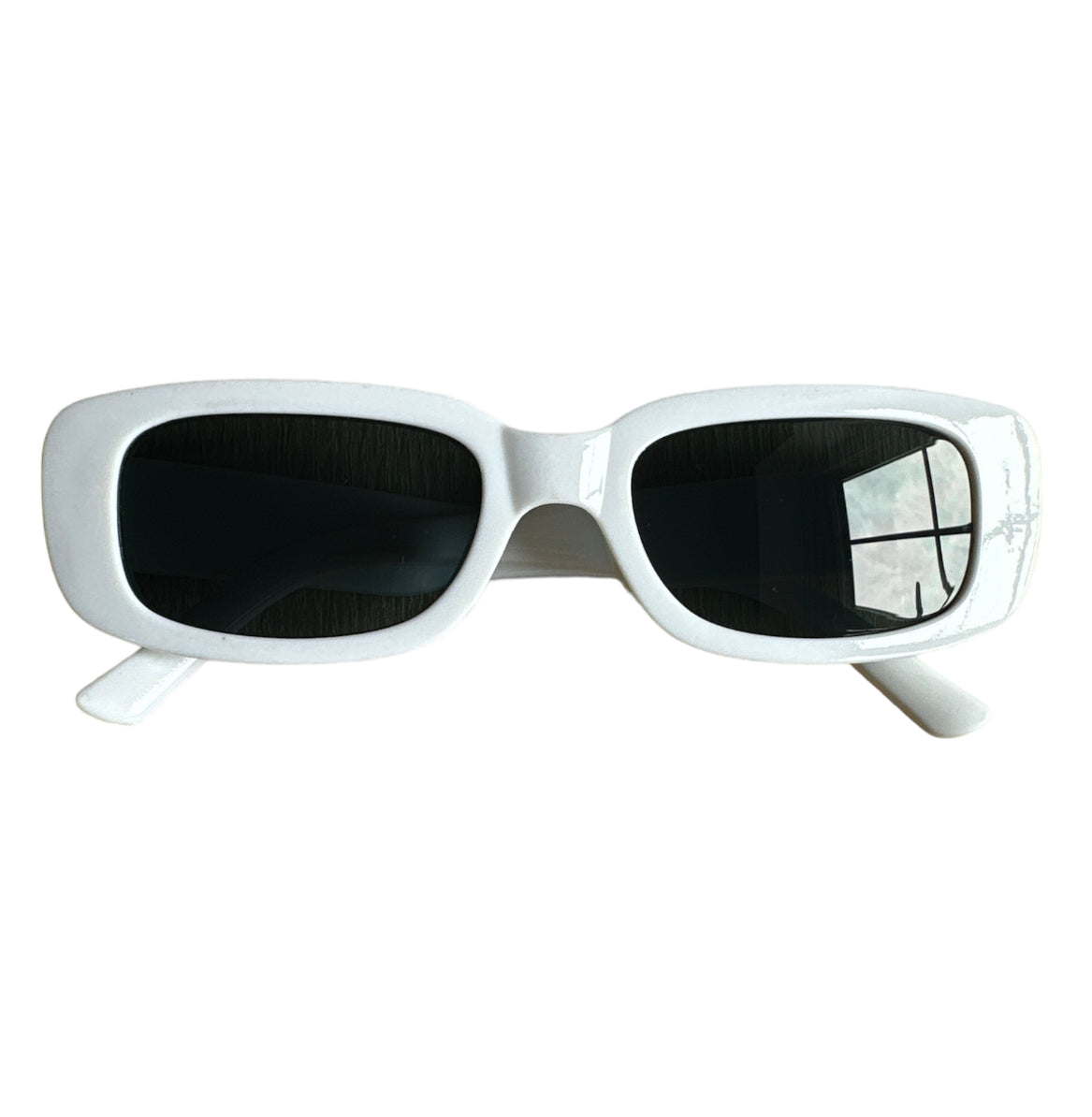 Narrow Oval Sunglasses in White