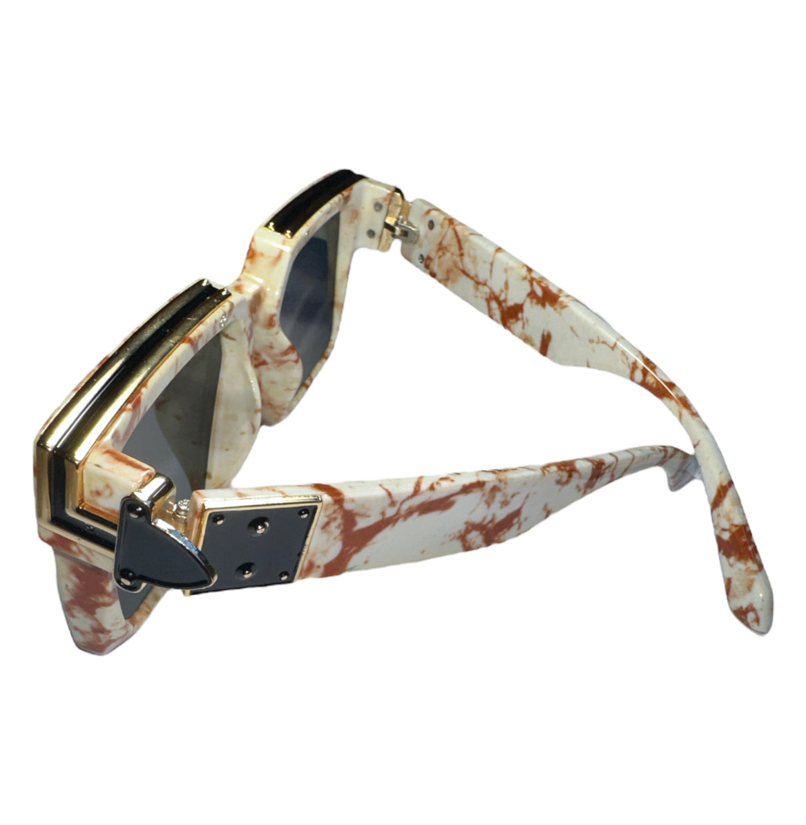 Red Smoke Marble and Gold Custom Square Sunglasses