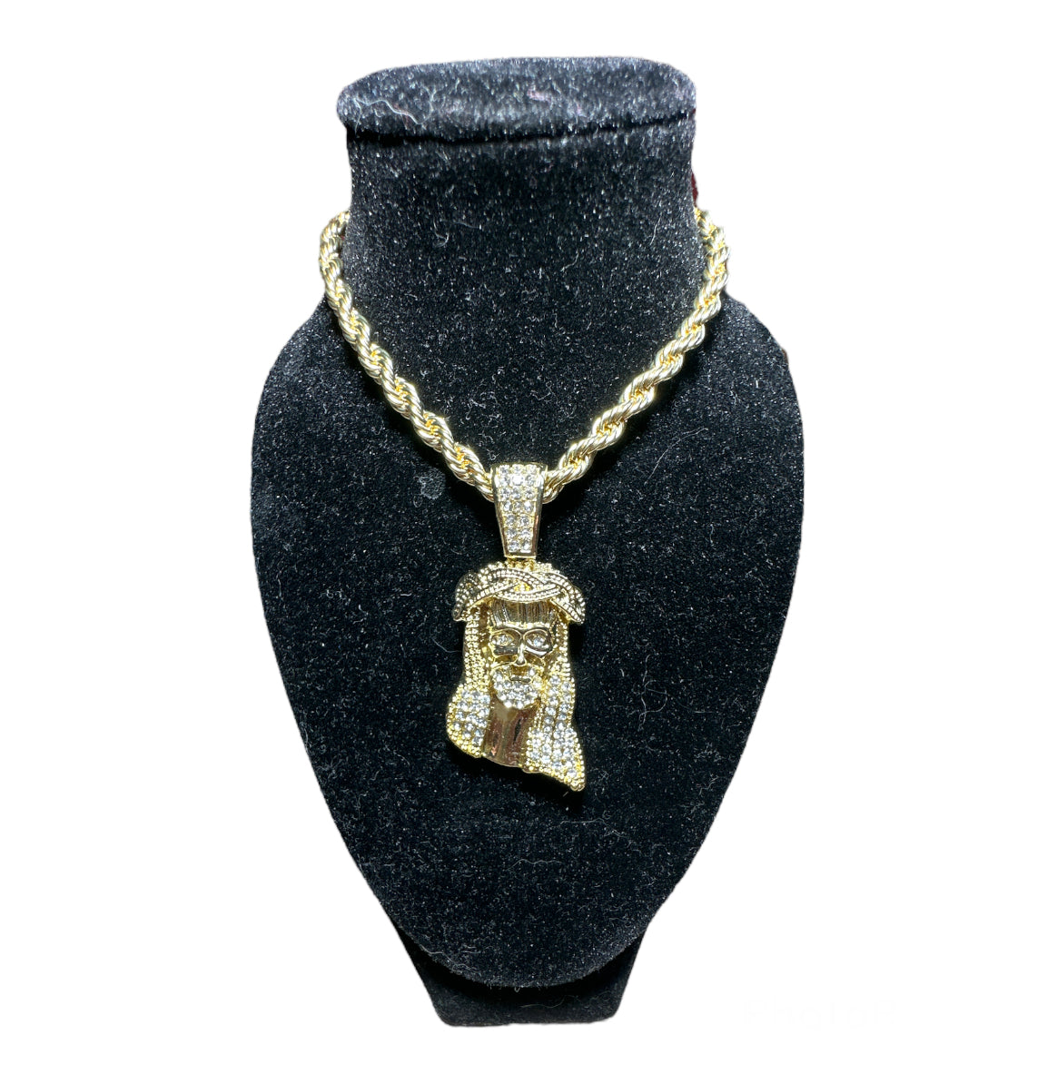 Gold Jesus Piece Necklace CZ Diamonds