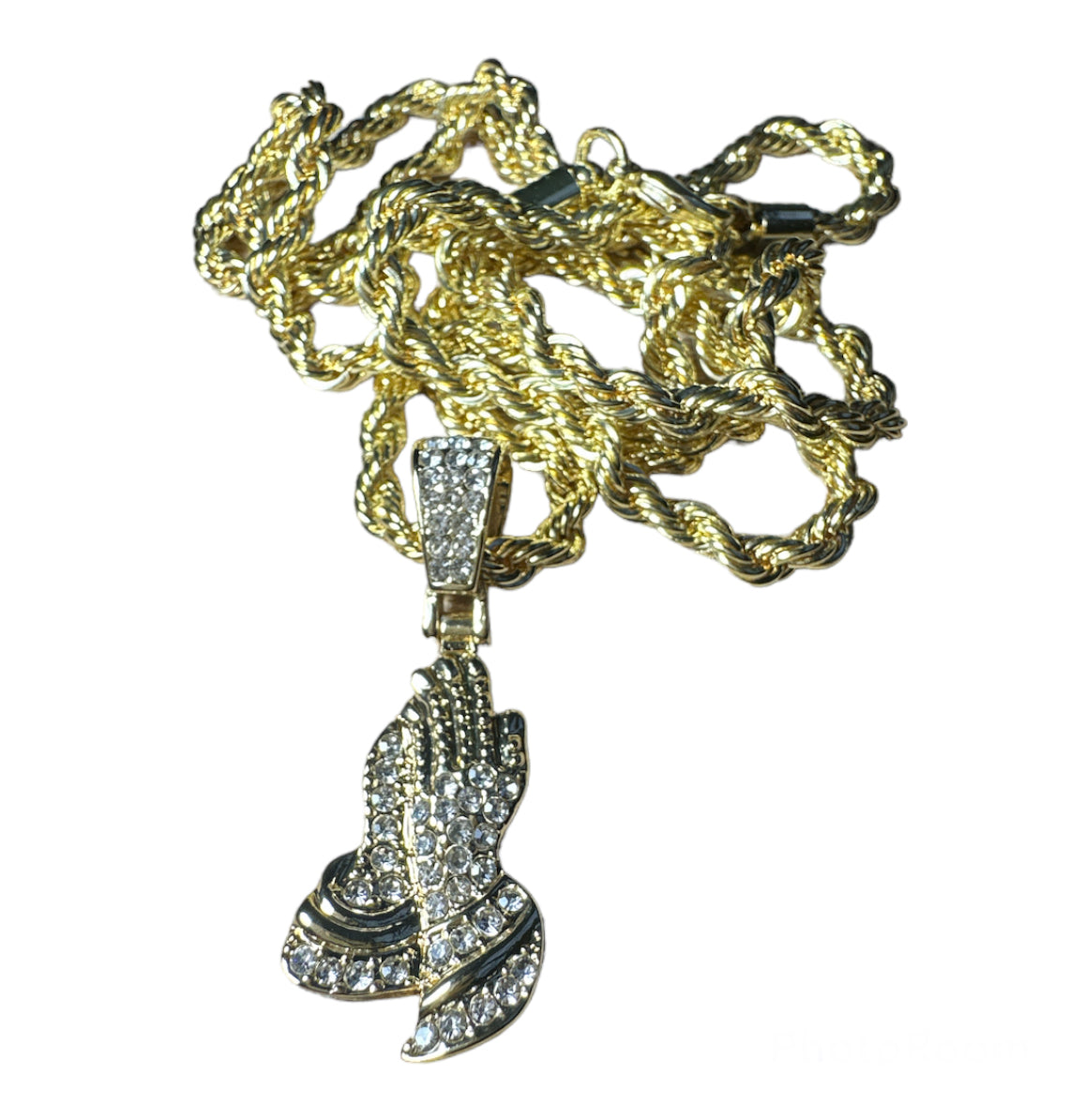 Gold Prayer Hands Necklace