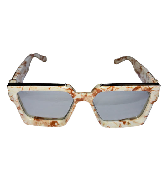 Red Smoke Marble and Gold Custom Square Sunglasses