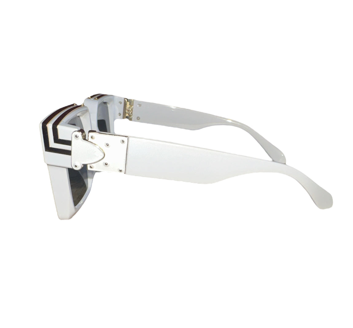 White Mirror Custom Square Sunglasses