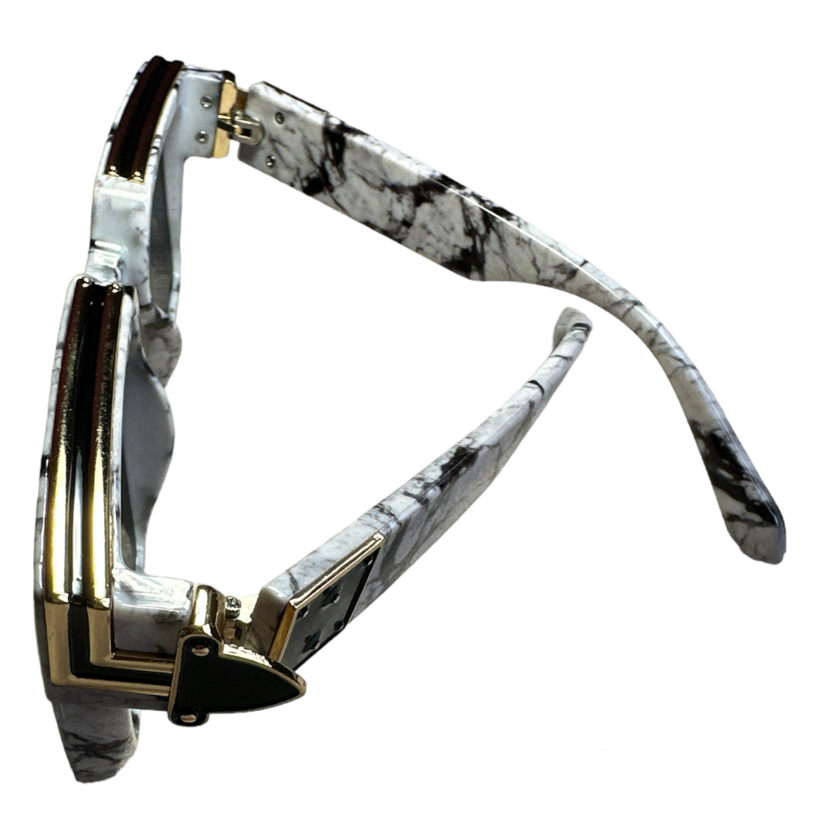 Black and White Marble Mirror Lens Custom Square Sunglasses