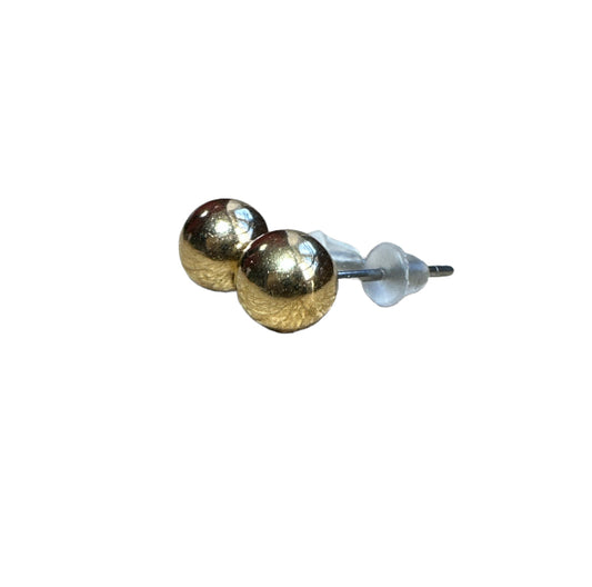 Gold Chrome Pearl Ear Studs 6mm