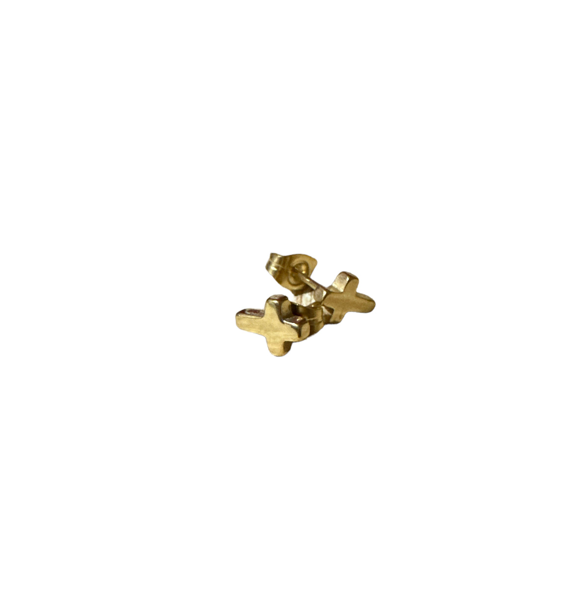 Gold Cross Stud Earrings