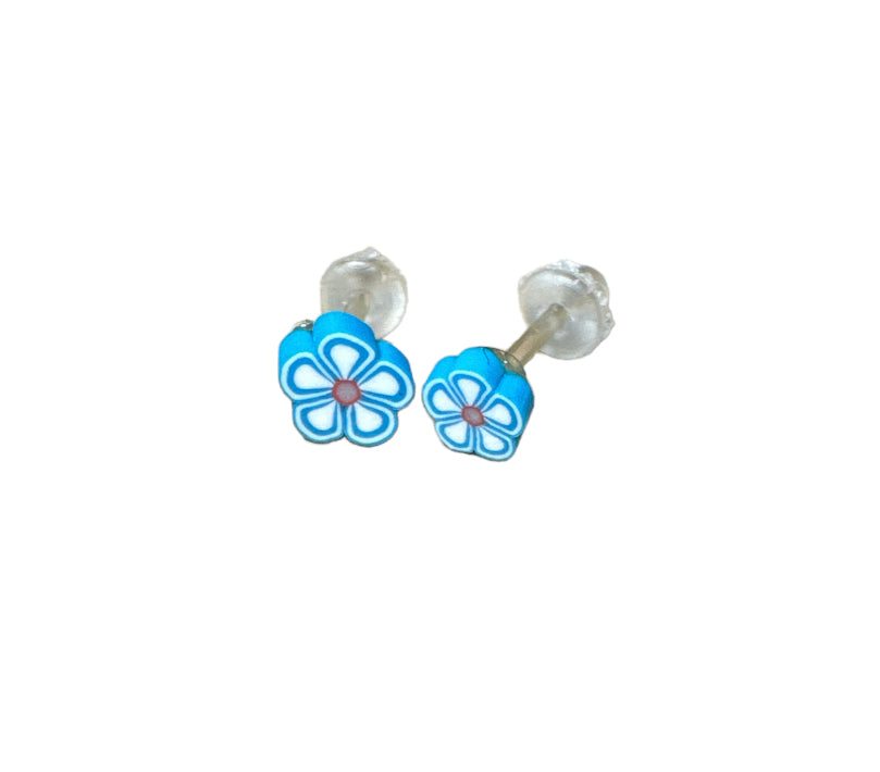 Blue Flower Ear Studs