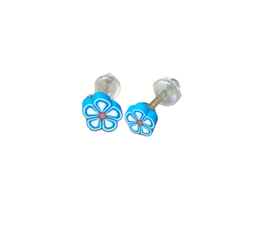 Blue Flower Ear Studs
