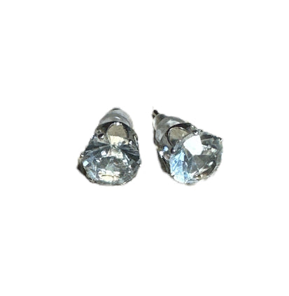 Silver Diamond Ear Studs 8mm