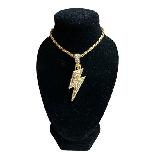 Gold on Gold Thunderbolt Necklace