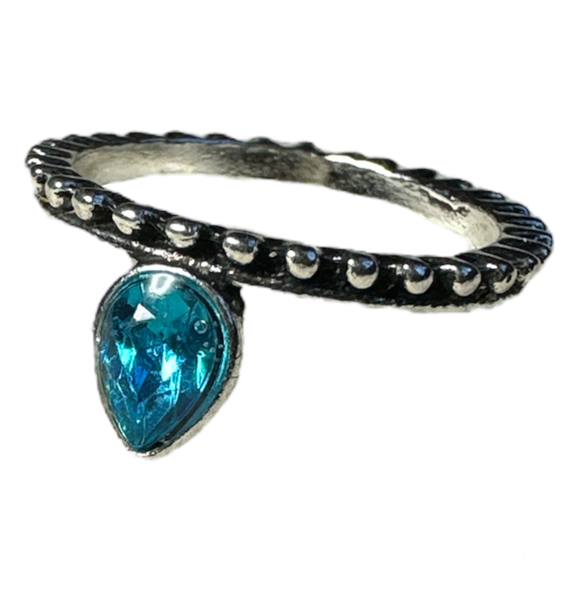 Women’s Silver Blue Gemstone Ring CZ