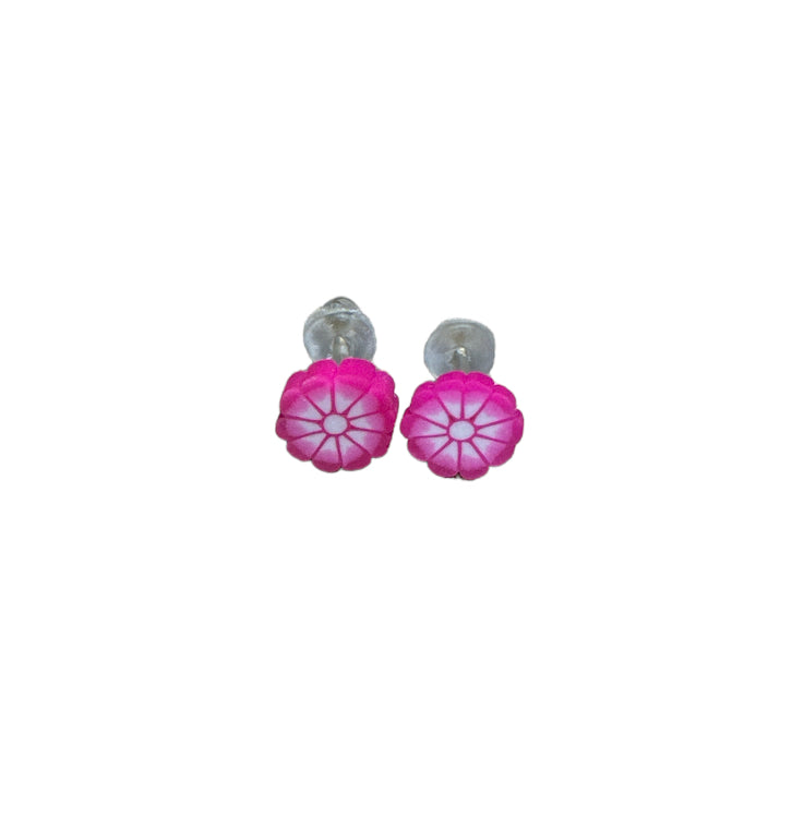 Pink Flower Ear Studs