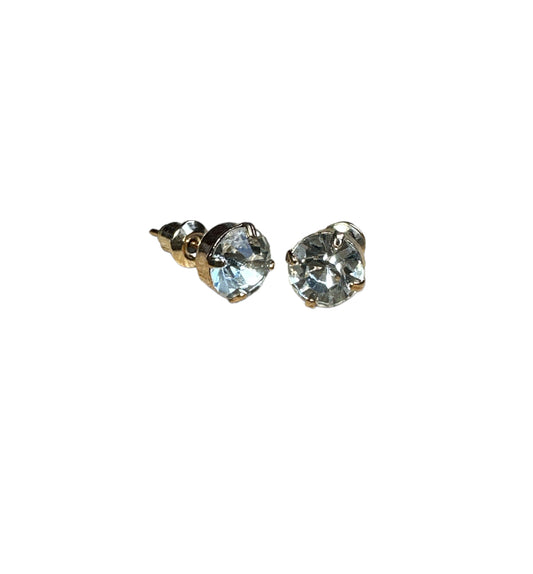 Crystal Ear Studs in Gold 7mm