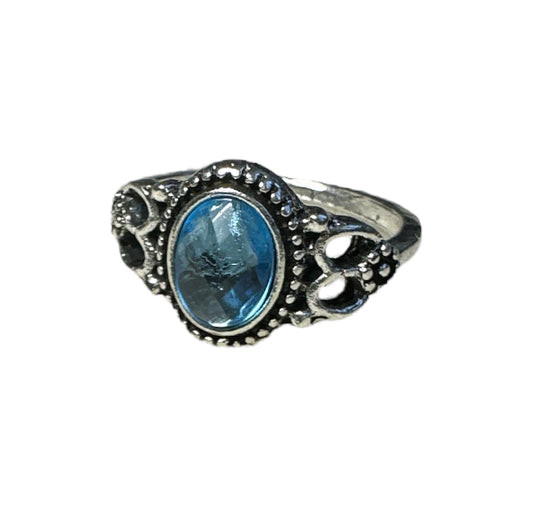 Women’s Silver Blue Gemstone Ring CZ