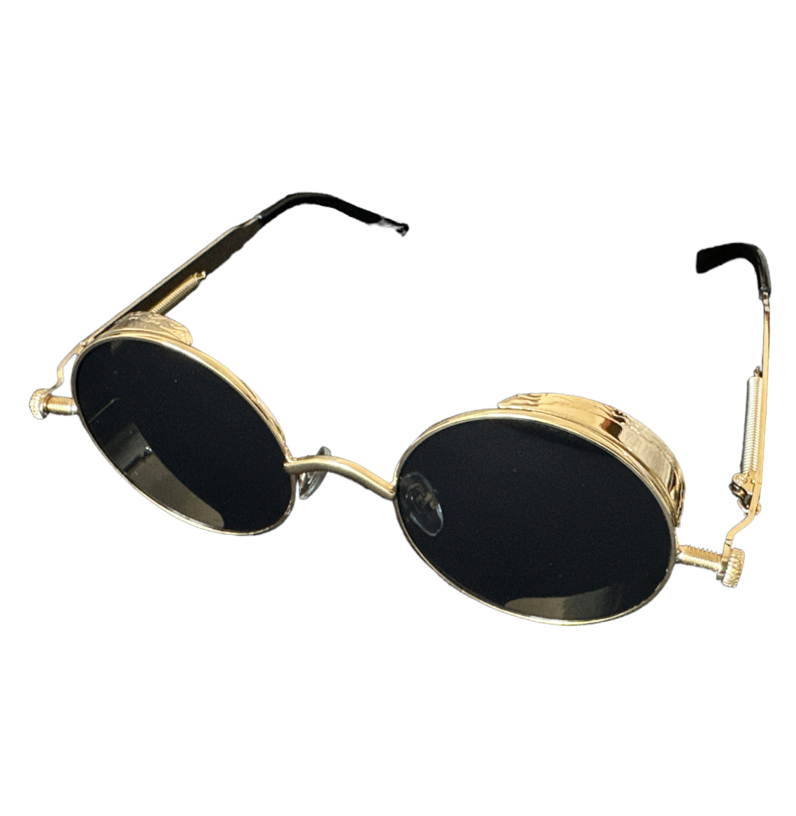 Retro Gold Black Lens Festival Sunglasses