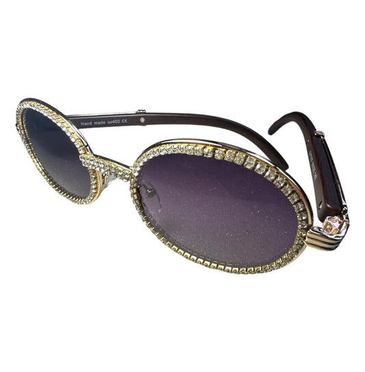 Men’s Black & Gold Cubic Zirconia Diamonds Sunglasses